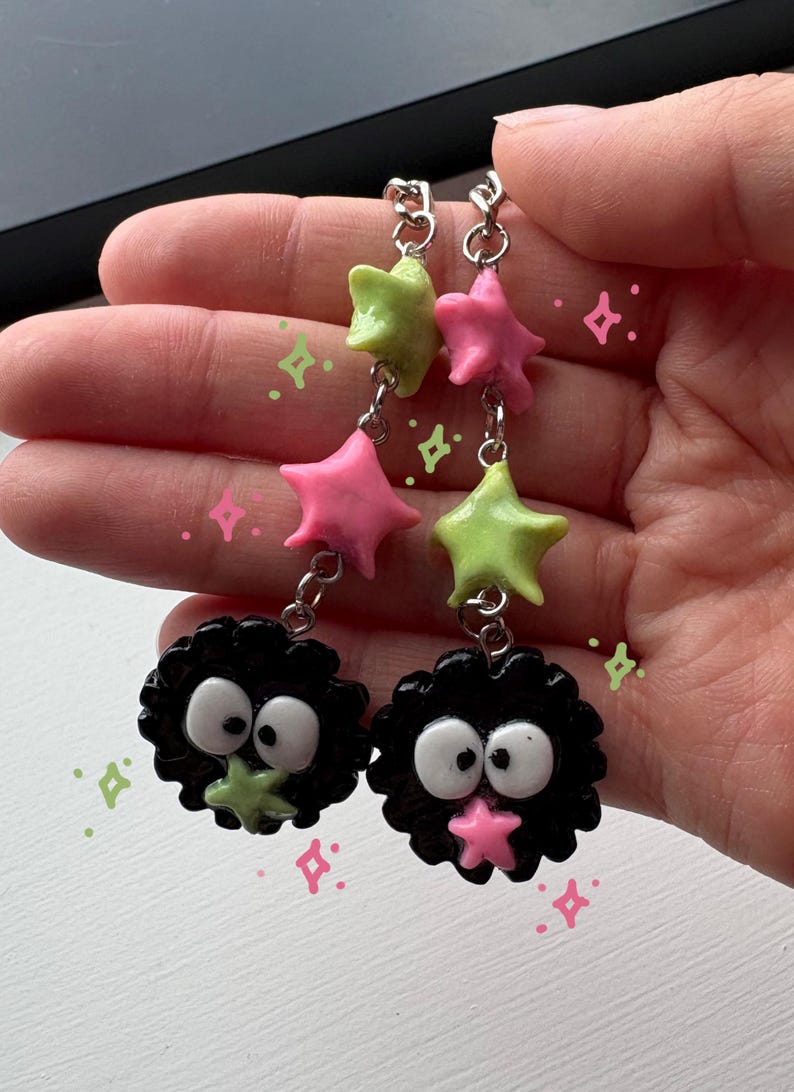 Soot Sprite Star Keyring: Handmade Studio Ghibli Charm - Etsy