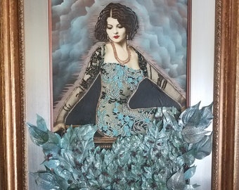 Se cree que esta estrella de la década de 1920 es Myrna Loy. Fotografía retocada a mano.