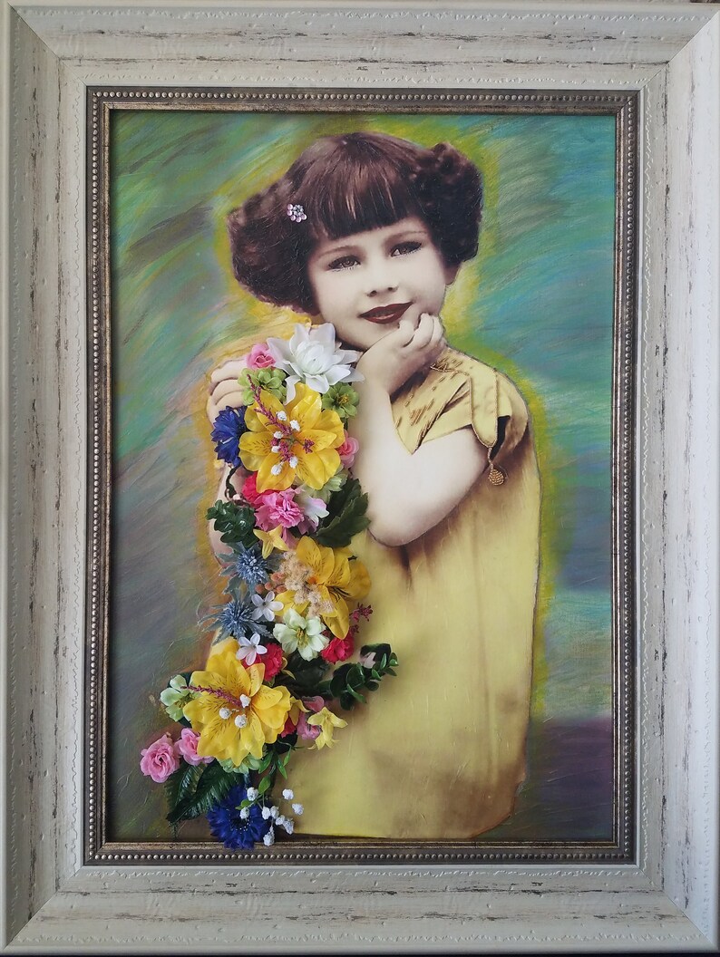 1920#39;s Era Little Girl Hand Embellished Photo 1920#39;s Era Little Girl Hand Embellished Photo