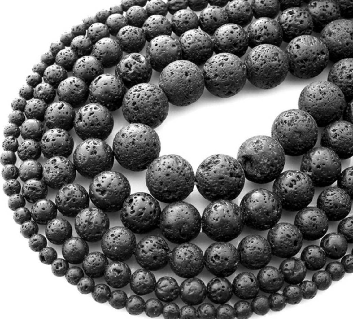 Lava Beads Black Lava Beads Natural Stone Beads Black - Etsy