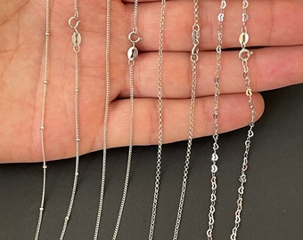 925 Sterling Silber Kette, Kettenkette, 40cm 45cm Kette, Herzkette, zierliche Kette, Layering Halskette, Satellitenkette,