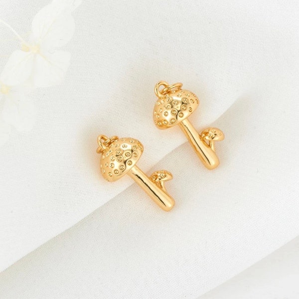 Mushroom charm, 14k gold plated charms, Gold mushroom charms, Gold charms, cute charms, charms, charm for necklace, charm for bracelet