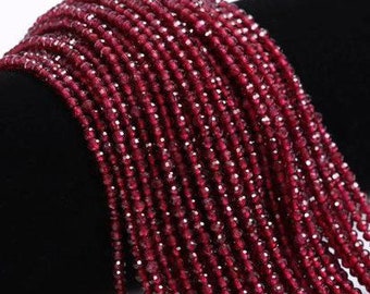Cuentas de granate facetadas: pequeñas de 2 a 4 mm, tira de 15"