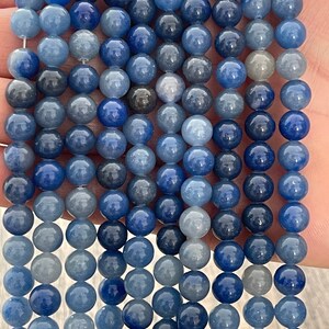 Cuentas de aventurina azul, cuentas redondas sueltas, cuentas de aventurina, 1 hebra de 15”, 4 mm, 6 mm, 8 mm, 10 mm imagen 4