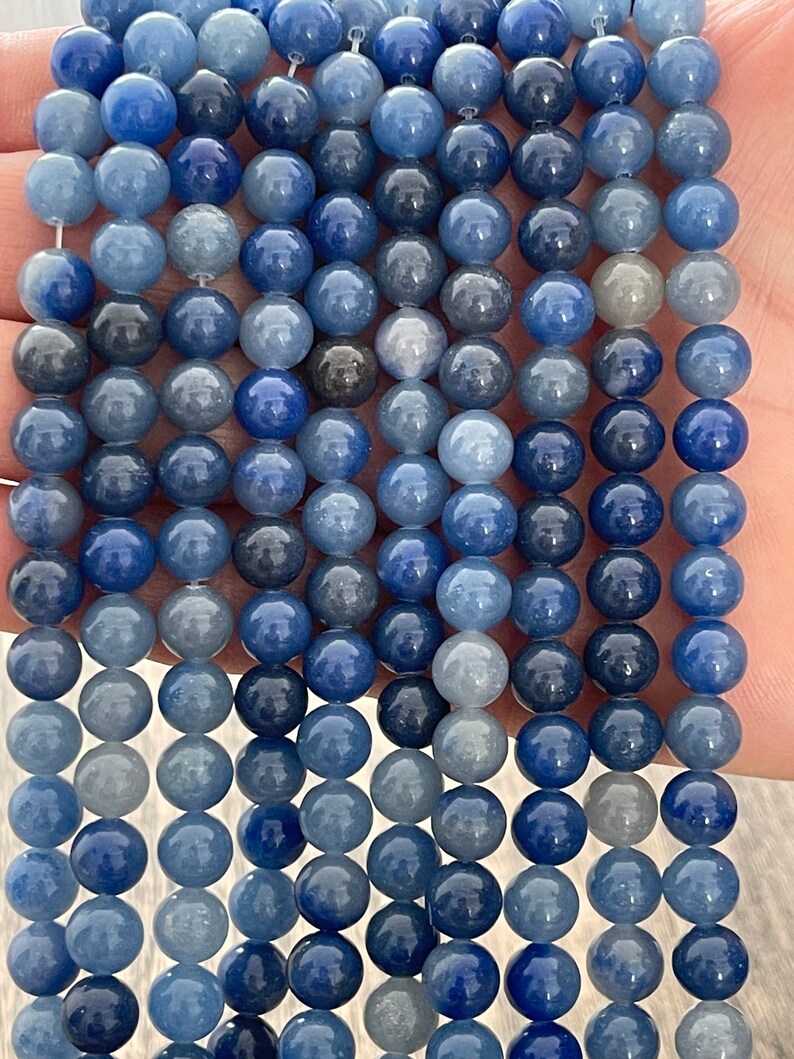 Cuentas de aventurina azul, cuentas redondas sueltas, cuentas de aventurina, 1 hebra de 15”, 4 mm, 6 mm, 8 mm, 10 mm imagen 4