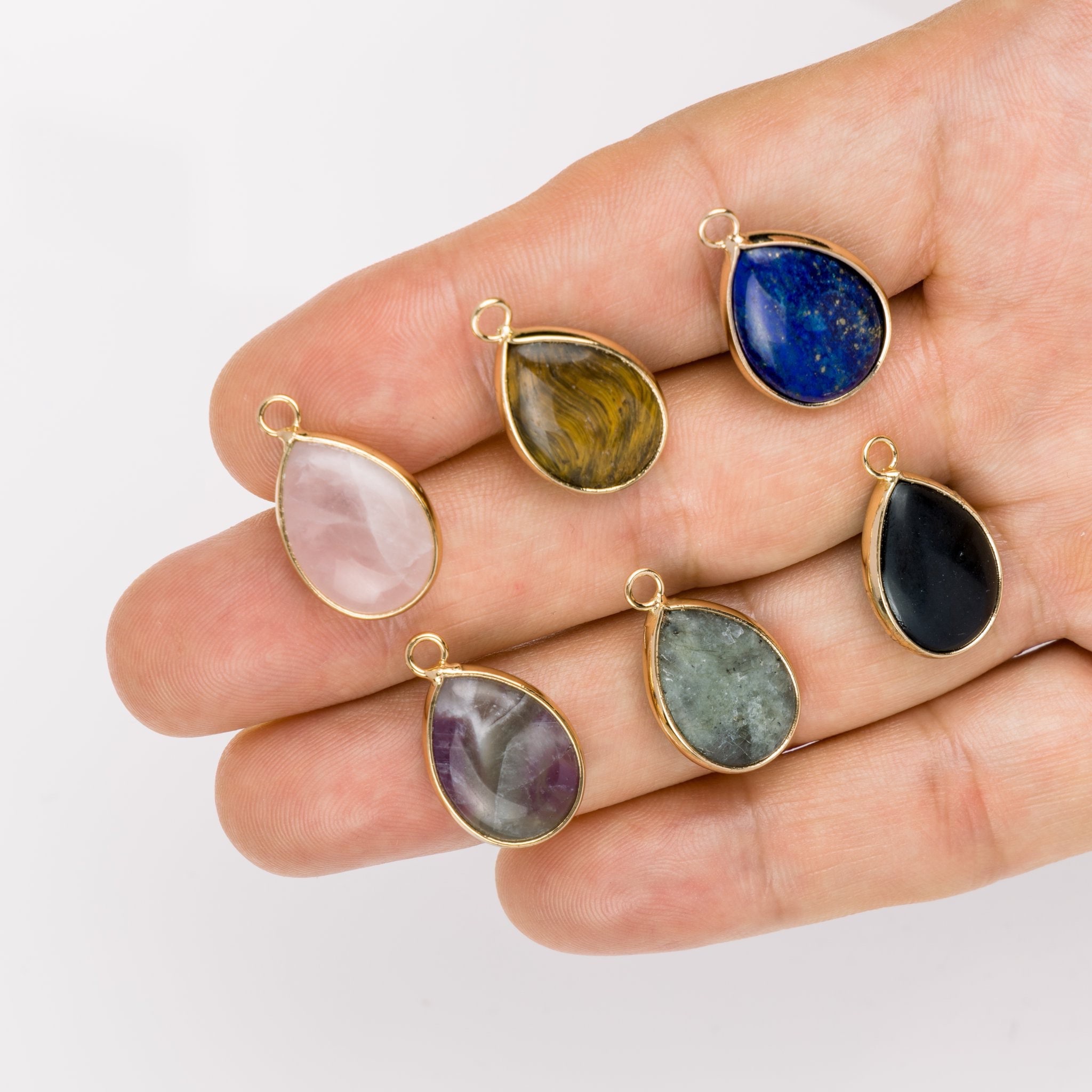 Drop Gemstone Pendant Gemstone Charm Crystal Gemstone Charm Etsy UK