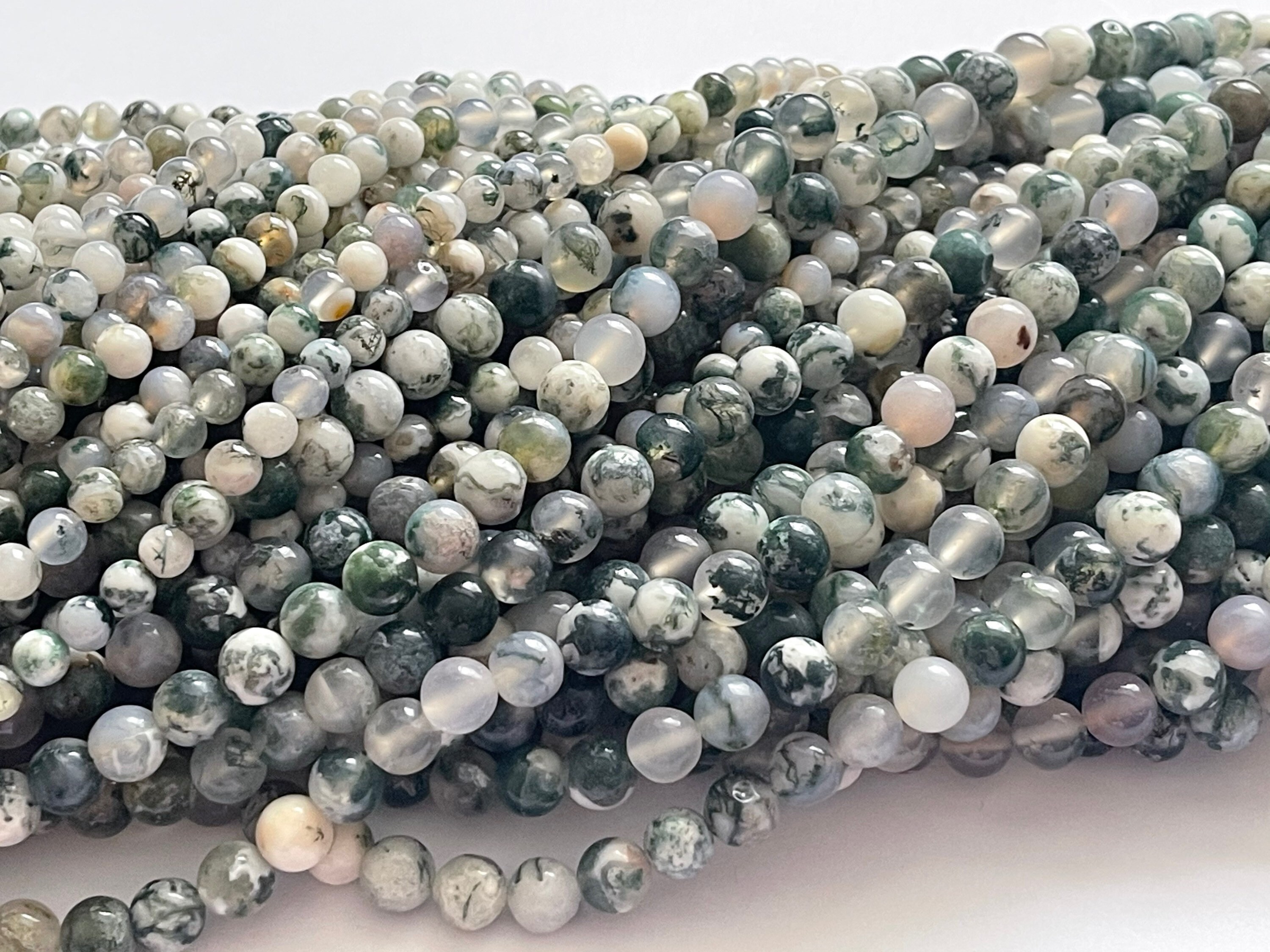 Tree Agate Beads, Natural 8mm Smooth Round Beads, 10 pcs – Cameos Art Shop