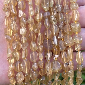 Yellow Apatite Nugget Beads, Gemstone Nugget beads, Crystal Beads, small Nugget beads, Yellow Apatite Beads 1 strand 16”