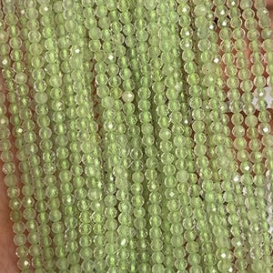 Faceted Prehnite Beads, Small Gemstone beads 1 Strand (15 inch) image 1