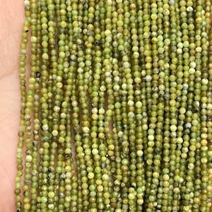 Piccole perline turchesi di erba verde sfaccettata, piccole perle di pietre preziose, perline turchesi da 2 mm, 3 mm, 4 mm, 1 filo 15"