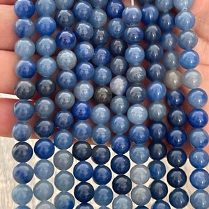 Cuentas de aventurina azul, cuentas redondas sueltas, cuentas de aventurina, 1 hebra de 15”, 4 mm, 6 mm, 8 mm, 10 mm imagen 5