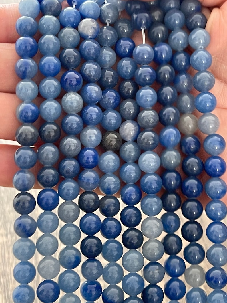 Cuentas de aventurina azul, cuentas redondas sueltas, cuentas de aventurina, 1 hebra de 15”, 4 mm, 6 mm, 8 mm, 10 mm imagen 5