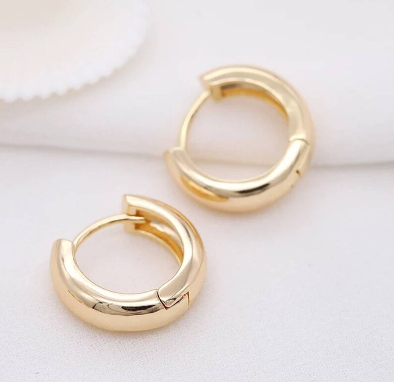 14k Gold Plated Hoop Earrings Hoop Earrings Chunky Hoops Etsy UK