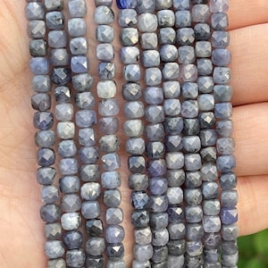 Tanzanite Cube Beads, Small Gemstone Beads, Tanzanite beads 4*4mm 1 strand 15”