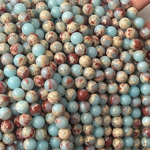 blue sea sediment jasper beads, Jasper beads, beads, round beads, mala beads,  1 strand 15&quot;, 6mm, 8mm