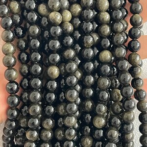 Goldene Obsidianperlen, Perlen, Edelsteinperlen, lose Perlen, Mala-Perlen, 6 mm, 8 mm, 10 mm, 1 Strang 15 Zoll Bild 5