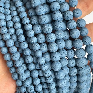 Lava beads, Blue lava beads, beads, volcanic rock lava gemstone, lava rock beads, 15&quot; 4mm, 6mm, 8mm