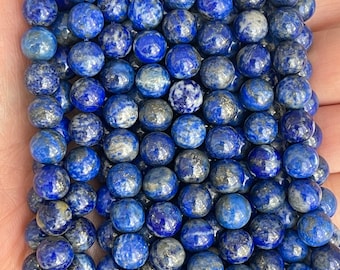 Perline di lapislazzuli lisce, perline naturali, perline di lapislazzuli di alta qualità, perline di pietre preziose, perline rotonde, perline Mala, perline da 6mm, 8mm 10mm