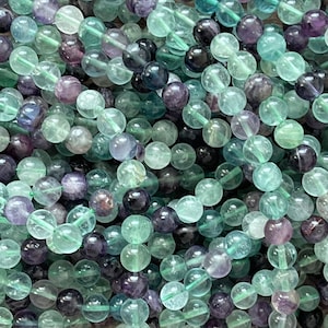 Fluorite Gemstone Beads 6mm & 8mm | Natural Round Crystal Beads | Jewellery Making Supplies | 15 Inch Strand