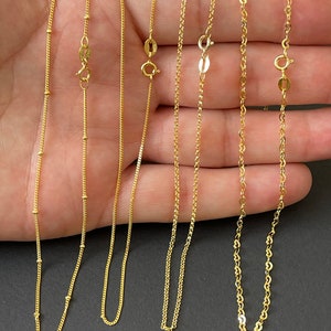 925 sterling silver gold chain, gold chain necklace, 40cm 45cm chain, heart chain, dainty chain, layering necklace, satellite chain,