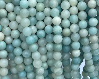 Blue Amazonite beads, smooth round amzonaite beads sizes- 6mm, 8mm, 10mm, 12mm   full strand 15 inch high quality