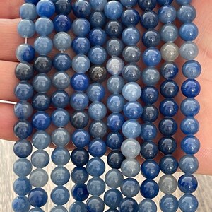 Cuentas de aventurina azul, cuentas redondas sueltas, cuentas de aventurina, 1 hebra de 15”, 4 mm, 6 mm, 8 mm, 10 mm imagen 3