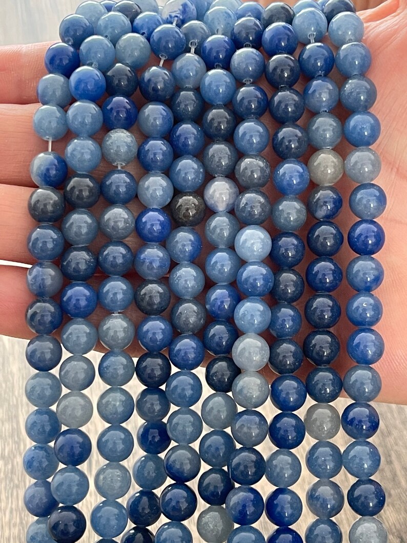 Cuentas de aventurina azul, cuentas redondas sueltas, cuentas de aventurina, 1 hebra de 15”, 4 mm, 6 mm, 8 mm, 10 mm imagen 3