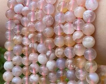 Cherry Blossom Agate Beads: 16" Gemstone Strand