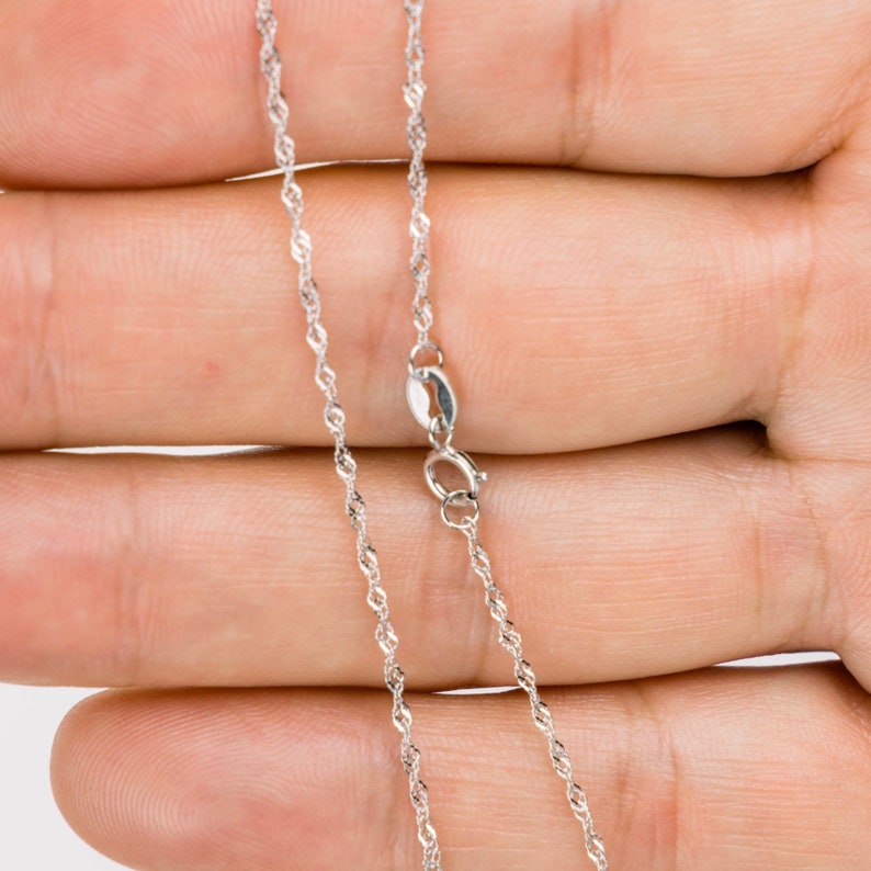 45cm chain dainty chain Wave chain twisted chain silver chain necklace 1mm 925 sterling silver white gold plated chain 40 cm chain