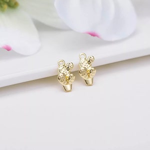 cactus charm, 14k gold plated cactus charm pendant, dainty cactus charm, 7.3*13.3mm  cactus charm
