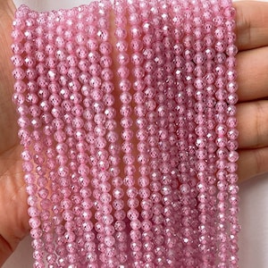 Kubische Zirkonia rcon Perlen, 2mm, 3mm, 4mm Zirkonia Perlen, glänzend Zirkonia Perlen, kleine facettierte Zirkonium Perlen