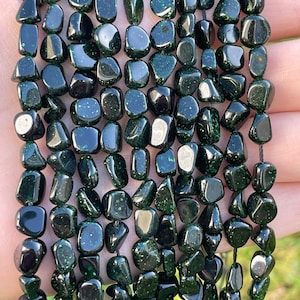 Green Sandstone Beads, Gemstone Nugget beads, Crystal Beads, small Nugget beads, Green Sandstone Beads 1 strand 16”