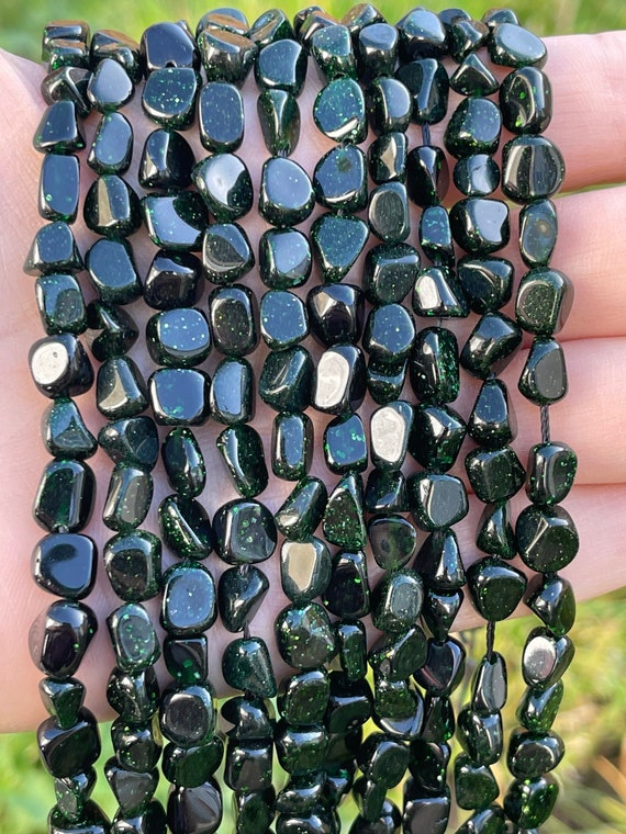 Green Sandstone Beads Gemstone Nugget Beads Crystal Beads Small