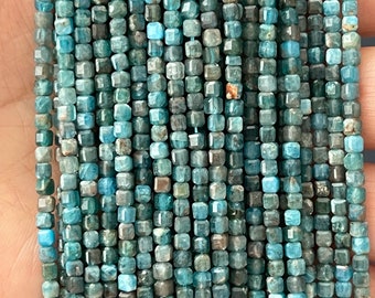 Apatite Cube Beads, Small Gemstone Beads, Apatite beads 2.5mm 1  strand 15”