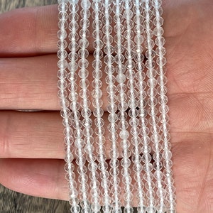 Kleine facettierte Kristallquarzperlen, kleine Edelsteinperlen, 2 mm, 3 mm, 4 mm Kristallquarzperlen, 1 Strang 15 &quot;&quot;