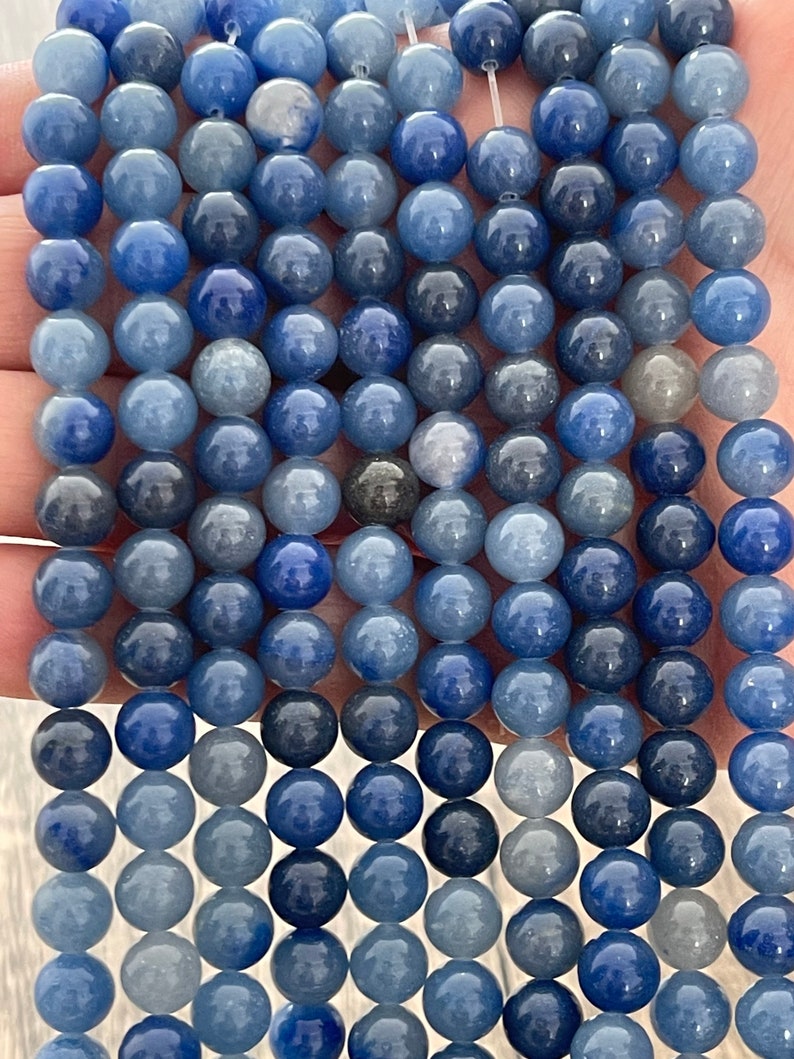 Cuentas de aventurina azul, cuentas redondas sueltas, cuentas de aventurina, 1 hebra de 15”, 4 mm, 6 mm, 8 mm, 10 mm imagen 1