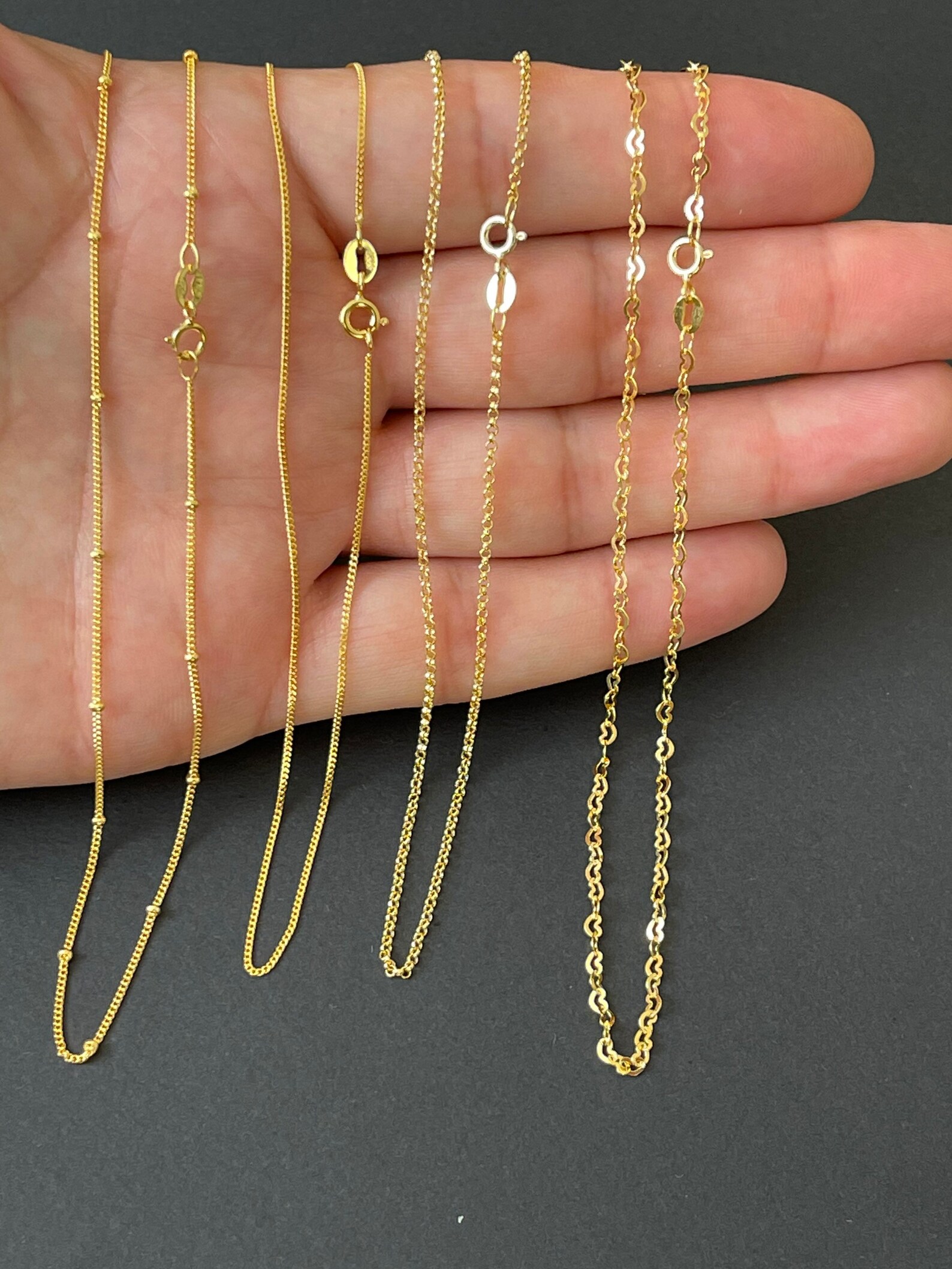 925 Sterling Silver Gold Chain Gold Chain Necklace 40cm 45cm Etsy