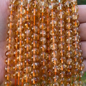 Smooth Citrine beads, natural beads, High Quality Citrine Beads, gemstone beads, round beads, Mala beads, 6mm, 8mm beads