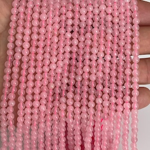 Small Round Rose Quartz beads, Small Gemstone Beads, 2mm, 3mm, 4mm Rose Quartz beads, 1 strand 15”