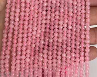 Small Round Rose Quartz beads, Small Gemstone Beads, 2mm, 3mm, 4mm Rose Quartz beads, 1 strand 15”