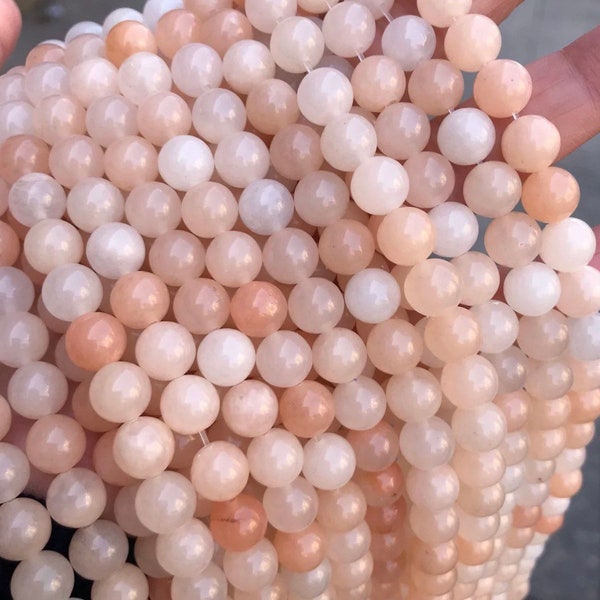 Peach Aventurine aventurine beads, gemstone beads, loose beads, Mala beads, 6mm, 8mm, 10mm 1 strand 15"