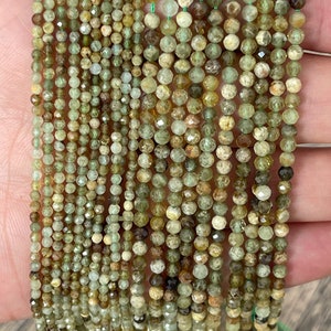 Small Faceted Green Garnet beads, 2mm, 3mm, 4mm Green Garnet beads, Garnet beads 1 strand 15”