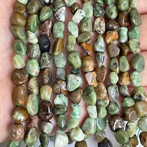 Green Opal Nugget Beads, Gemstone Nugget beads, Crystal Beads, small Nugget beads, Green Opal Beads 1 strand 16”