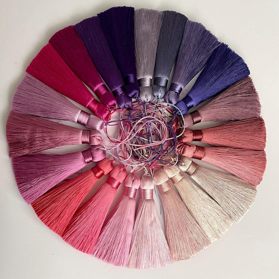 Handmade fine threads tassels, High quality tassels with cord, 8cm silky tassels, Mala tassels, cushion tassels, 8cm rayon silk tassels