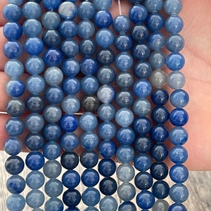Cuentas de aventurina azul, cuentas redondas sueltas, cuentas de aventurina, 1 hebra de 15”, 4 mm, 6 mm, 8 mm, 10 mm imagen 2