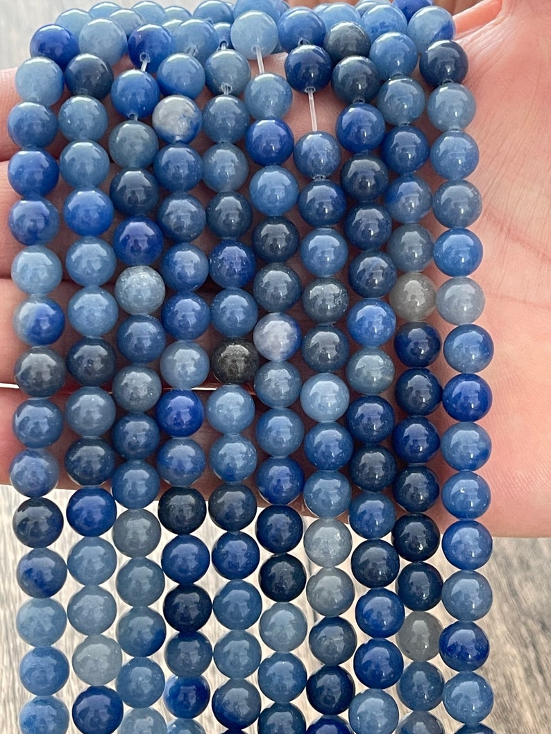 Cuentas de aventurina azul, cuentas redondas sueltas, cuentas de aventurina, 1 hebra de 15”, 4 mm, 6 mm, 8 mm, 10 mm imagen 2