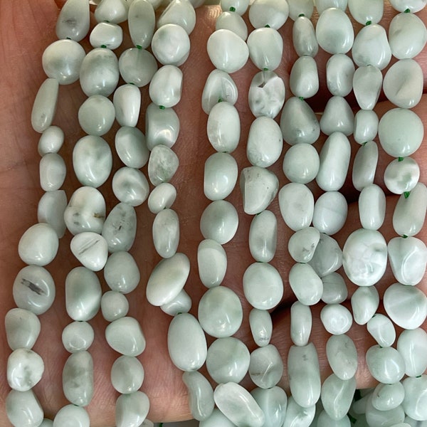 Perles d'angélite vertes, pépites de pierres précieuses, perles de cristal, petites pépites, perles d'angélite vertes 1 rang 16 pouces