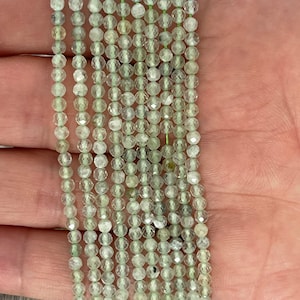 Small Faceted Prehnite beads, Small Gemstone Beads, 2mm, 3mm, 4mm prehnite beads, 1 strand 15”