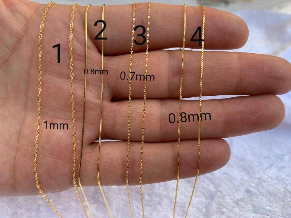 0.7mm 925 Sterling Silver Gold Chain Gold Chain Necklace 40 Cm