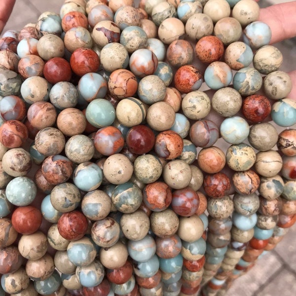 Aqua Terra jasper beads, Jasper beads, beads, round beads, mala beads,  1 strand 15", 6mm, 8mm, 10mm